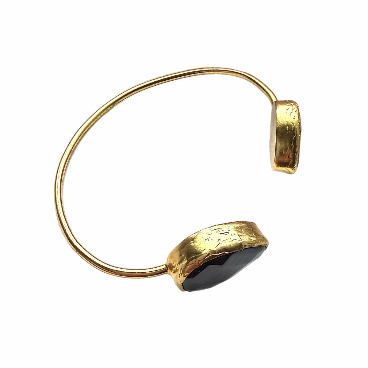 Dina Double Onyx Teardrop Cuff Bangle
