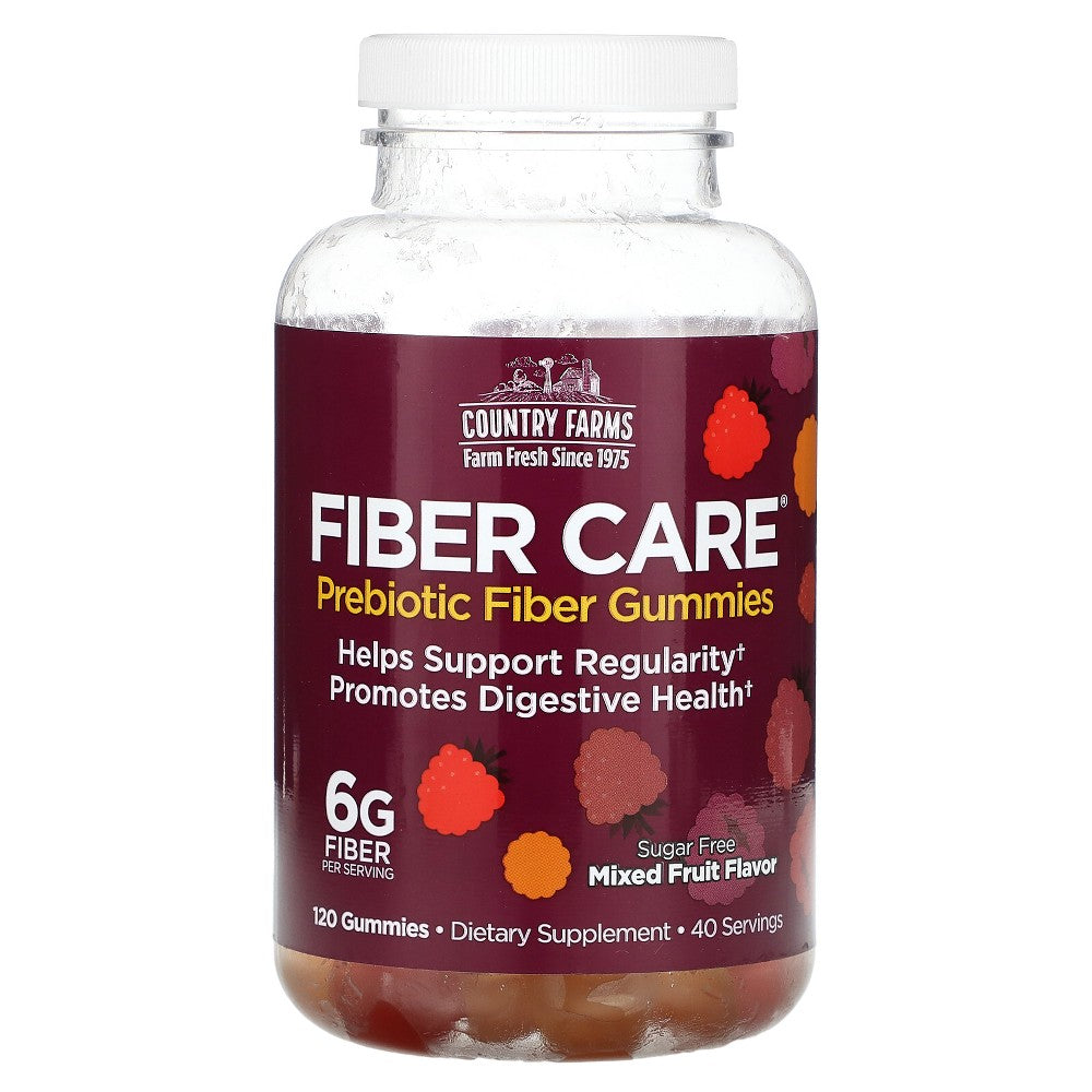 Country Farms Fiber Care Prebiotic Gummies, Support Digestive Health, Mixed Fruit Flavor