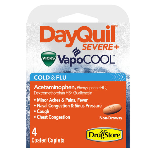 Lil' Drug Store Cold & Flu, Vicks Day Quil, Severe, Max Strength, Caplets