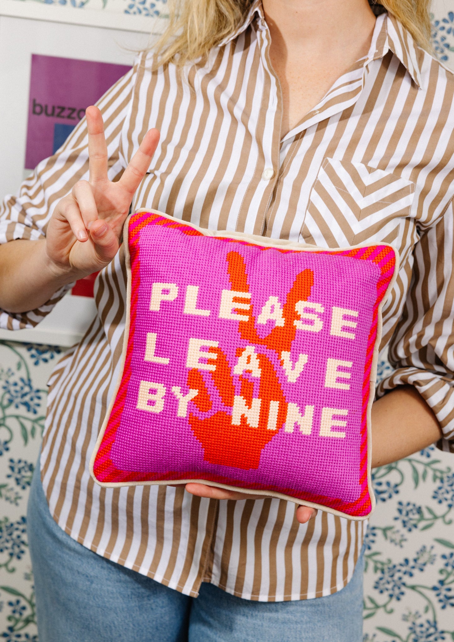 Leave by Nine Needlepoint Pillow - Osadia Concept Store