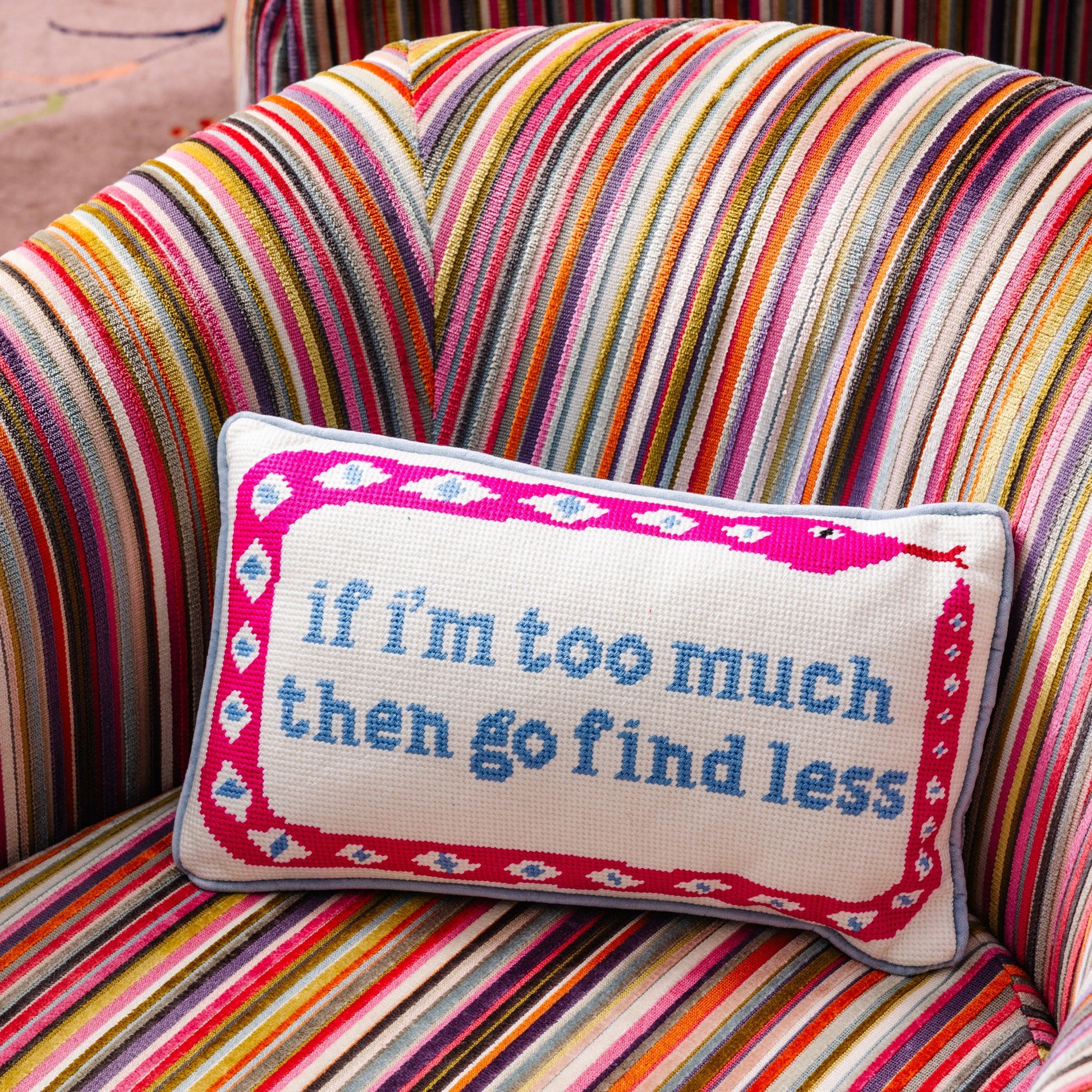 Go Find Less Needlepoint Pillow - Osadia Concept Store