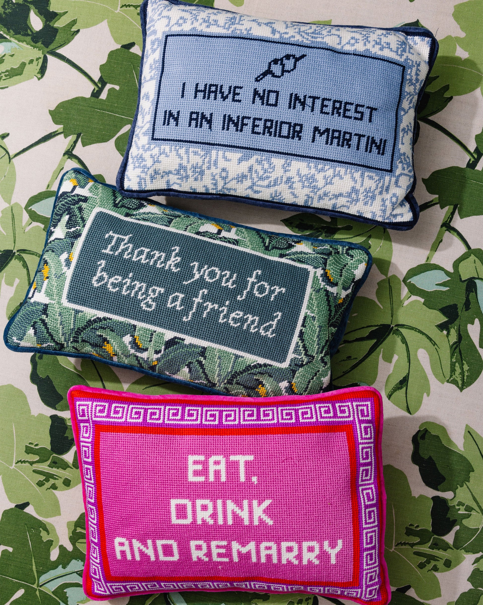 Eat Drink Remarry Needlepoint Pillow - Osadia Concept Store