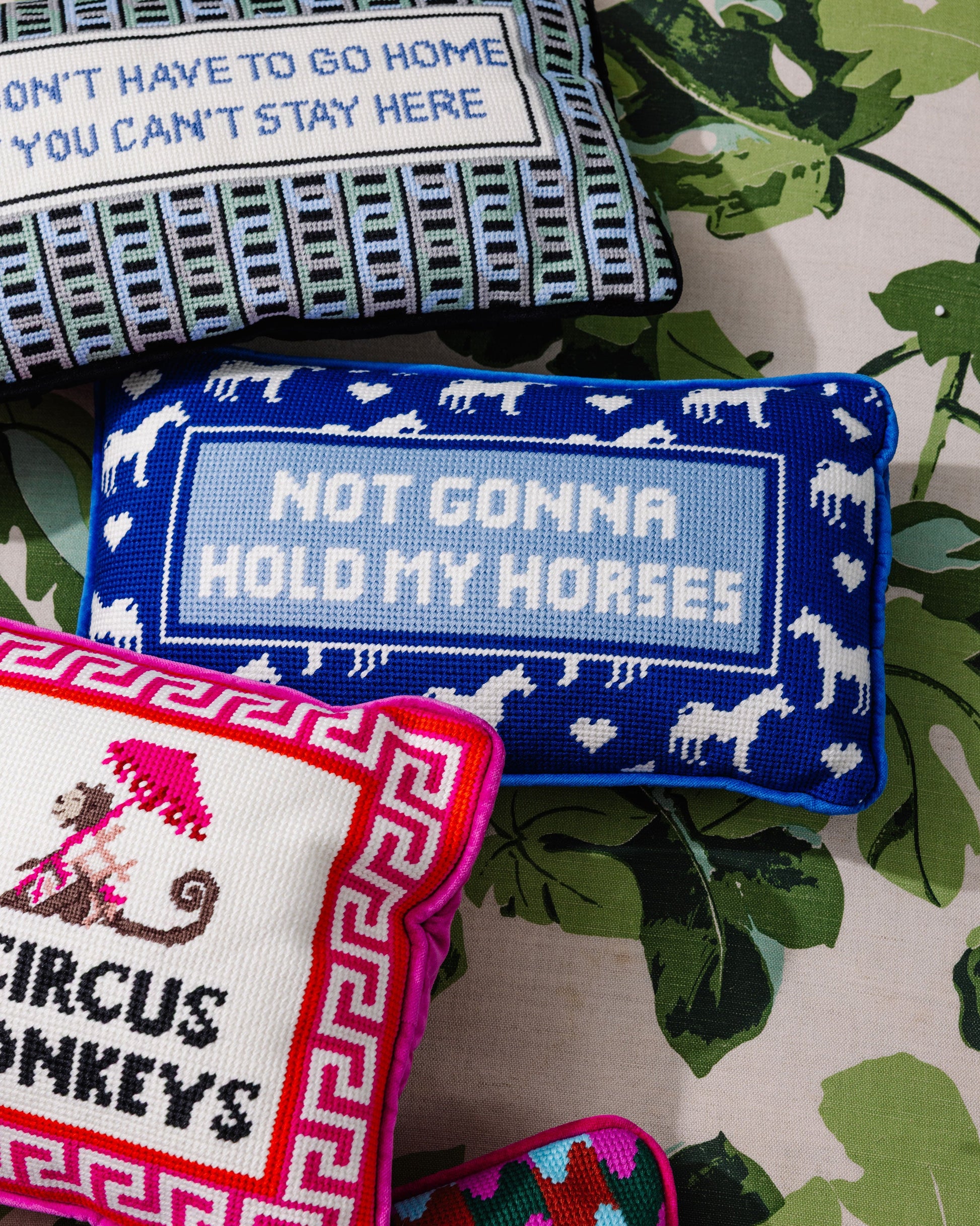 Hold My Horses Needlepoint Pillow - Osadia Concept Store