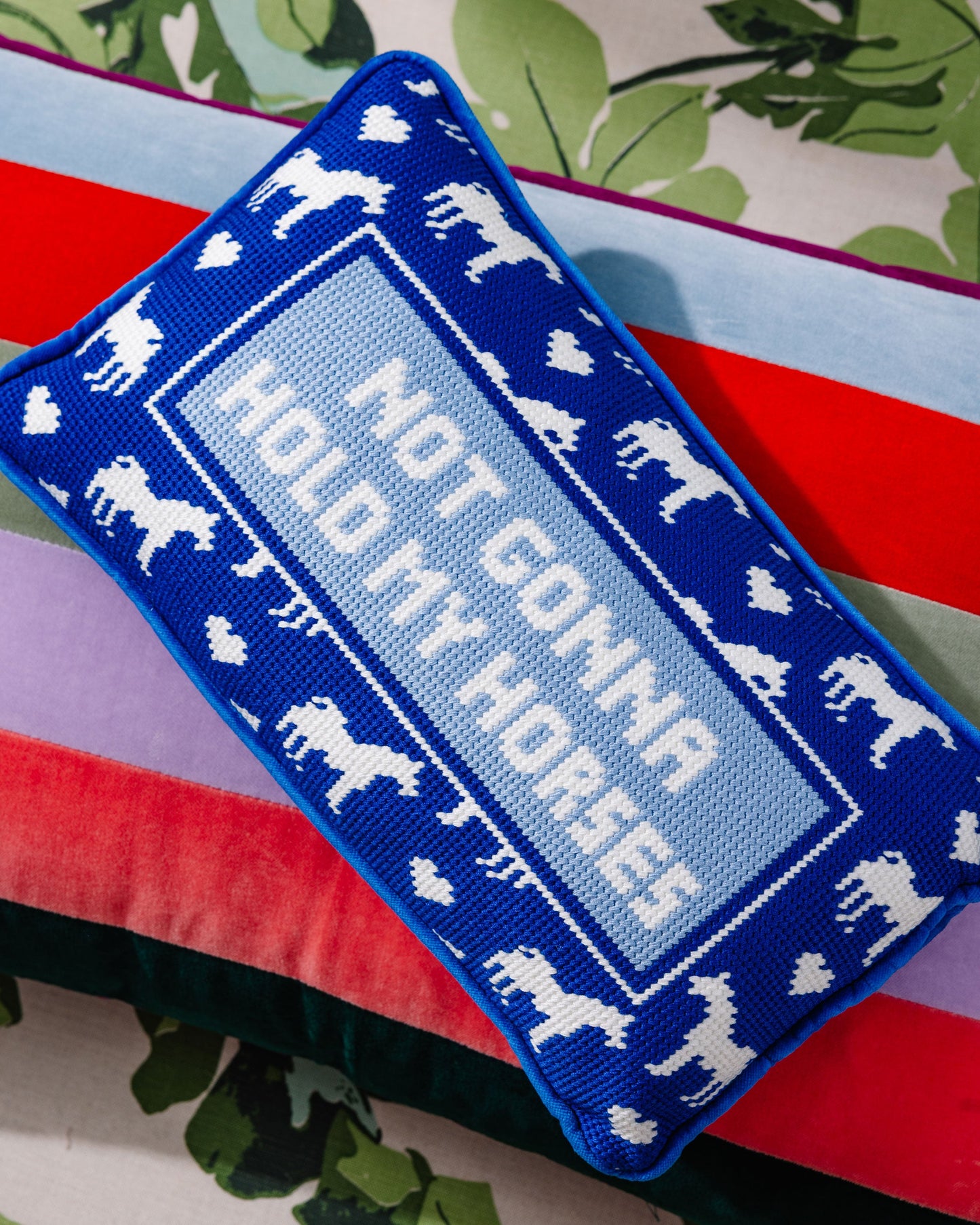 Hold My Horses Needlepoint Pillow - Osadia Concept Store