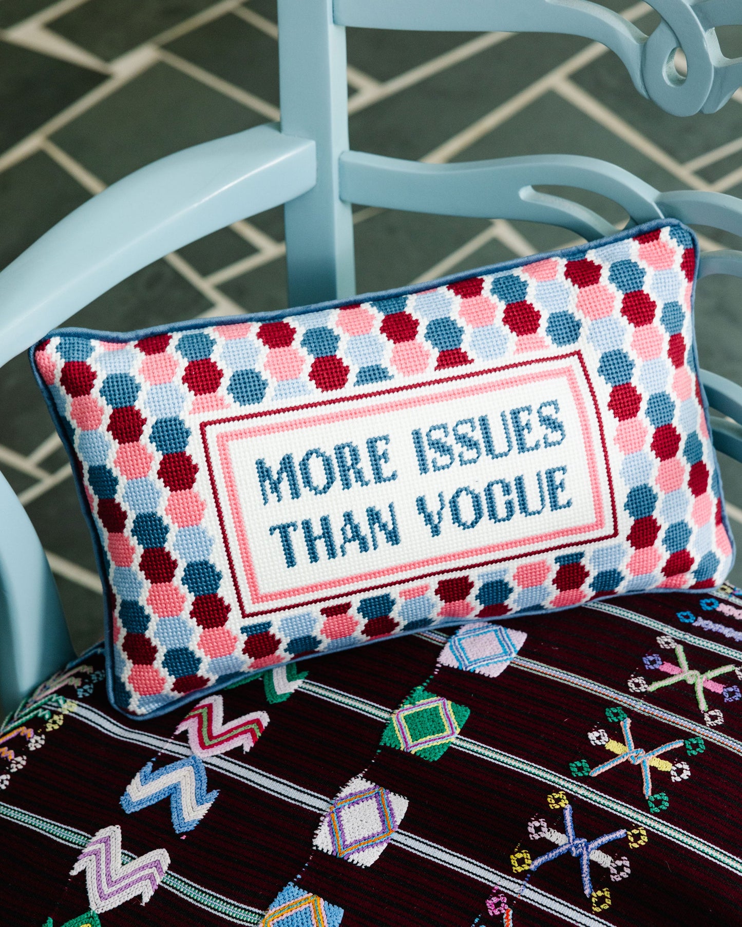 More Issues Needlepoint Pillow - Osadia Concept Store