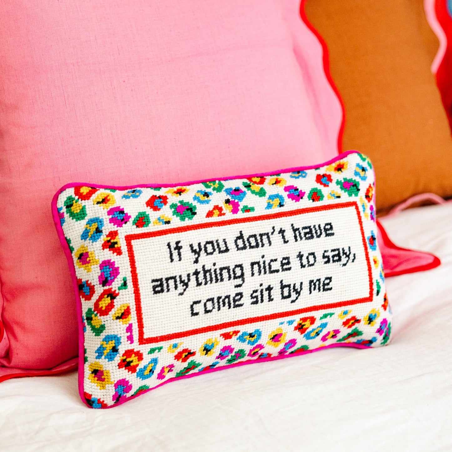 Come Sit By Me Needlepoint Pillow - Osadia Concept Store