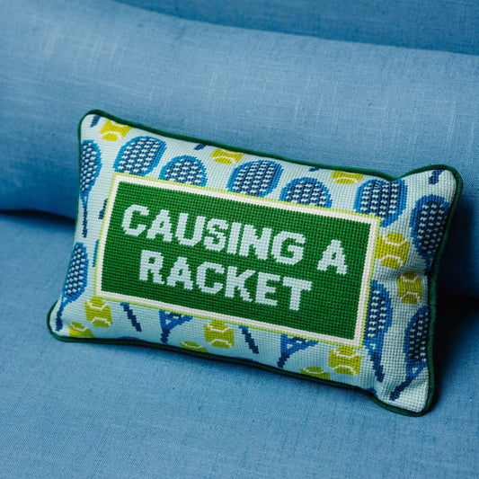 Causing A Racket Needlepoint Pillow - Osadia Concept Store
