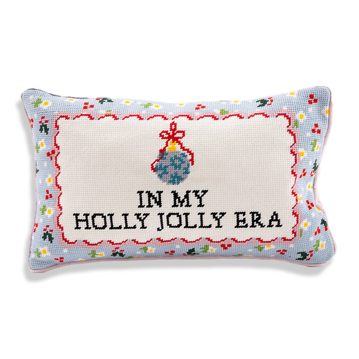 Holly Jolly Era Needlepoint Pillow