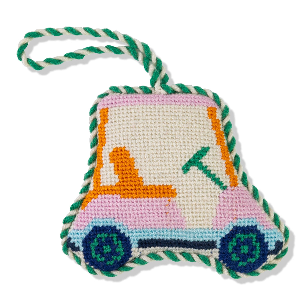 Needlepoint Icon Ornament - Golf Cart