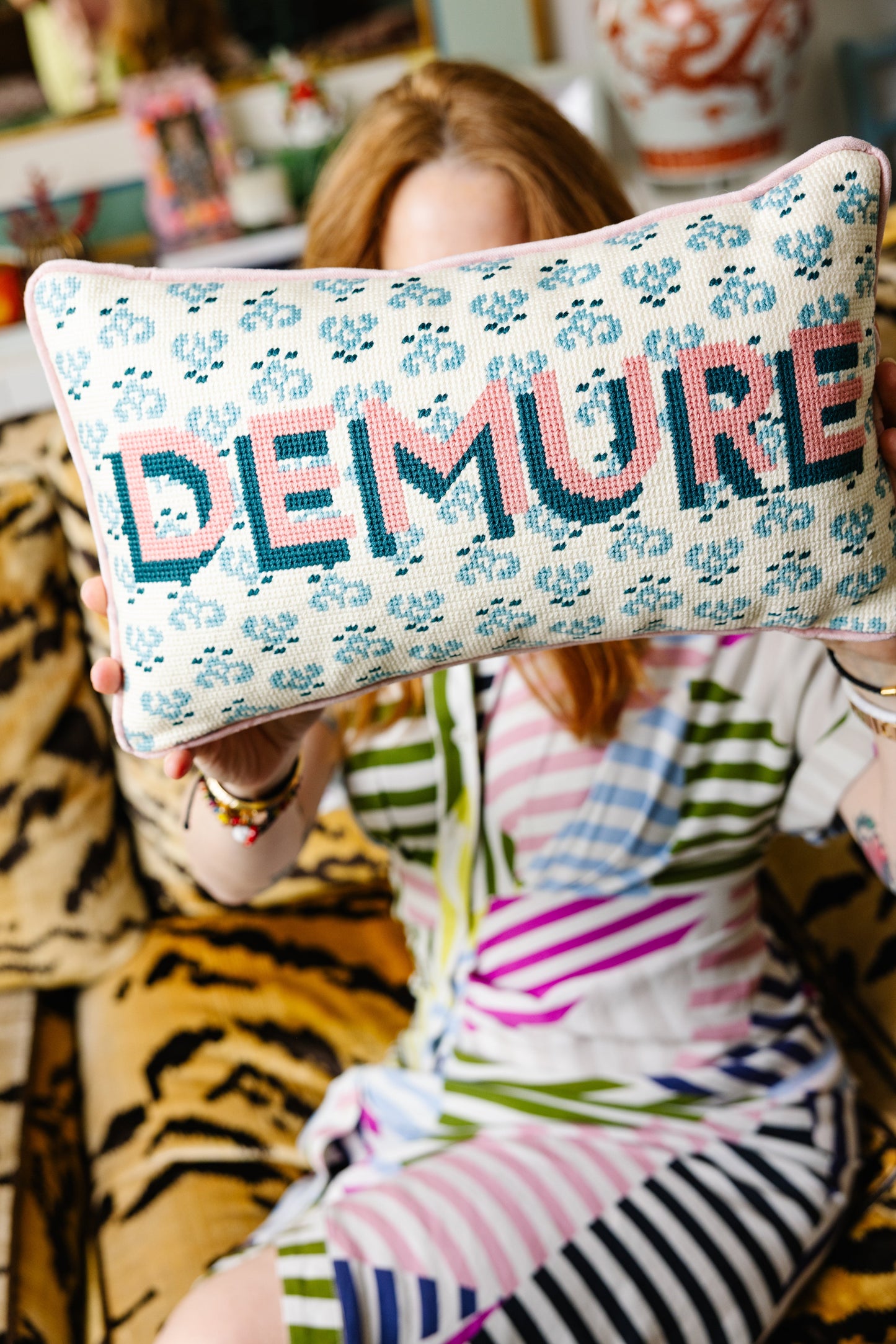 Demure Needlepoint Pillow