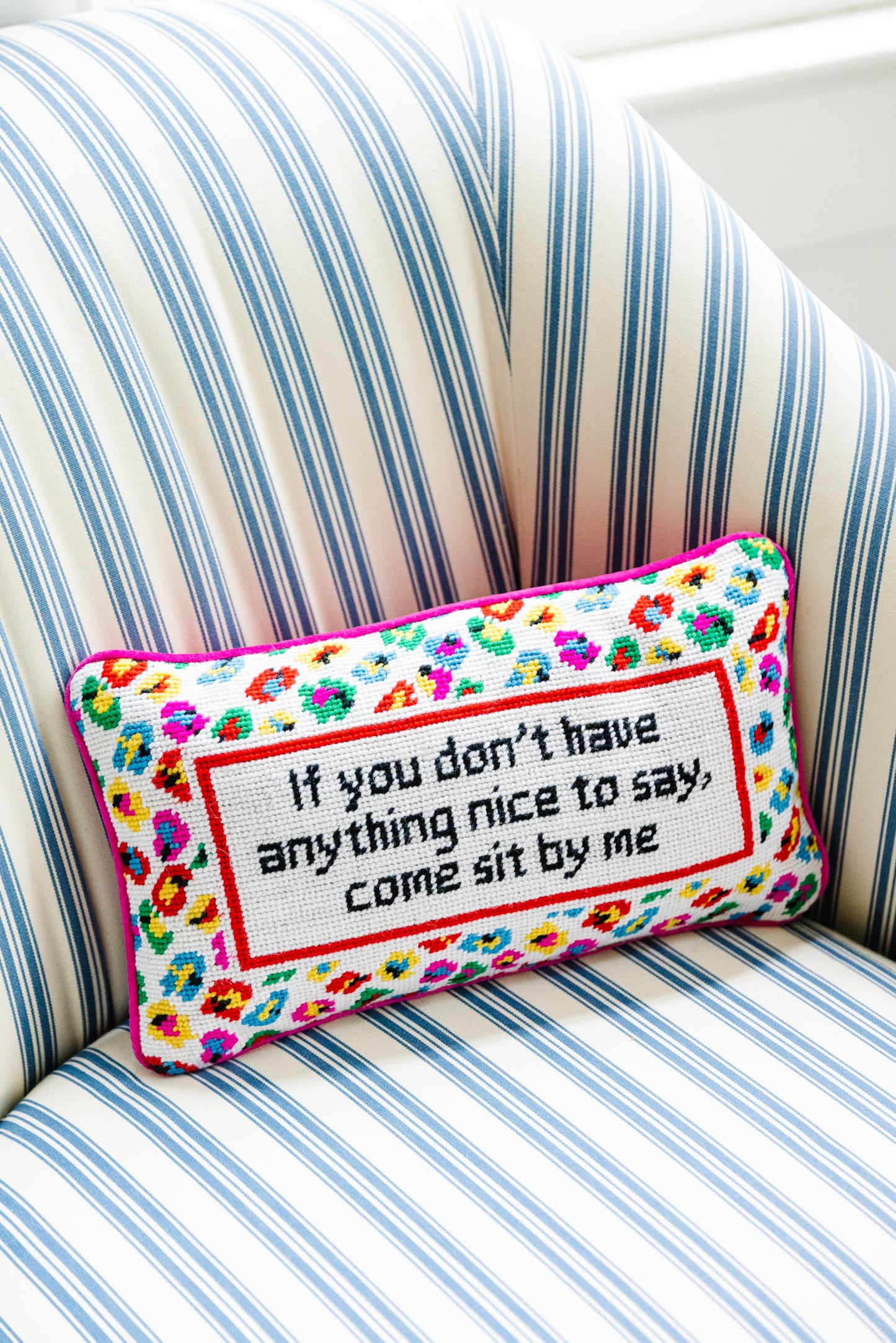 Come Sit By Me Needlepoint Pillow - Osadia Concept Store