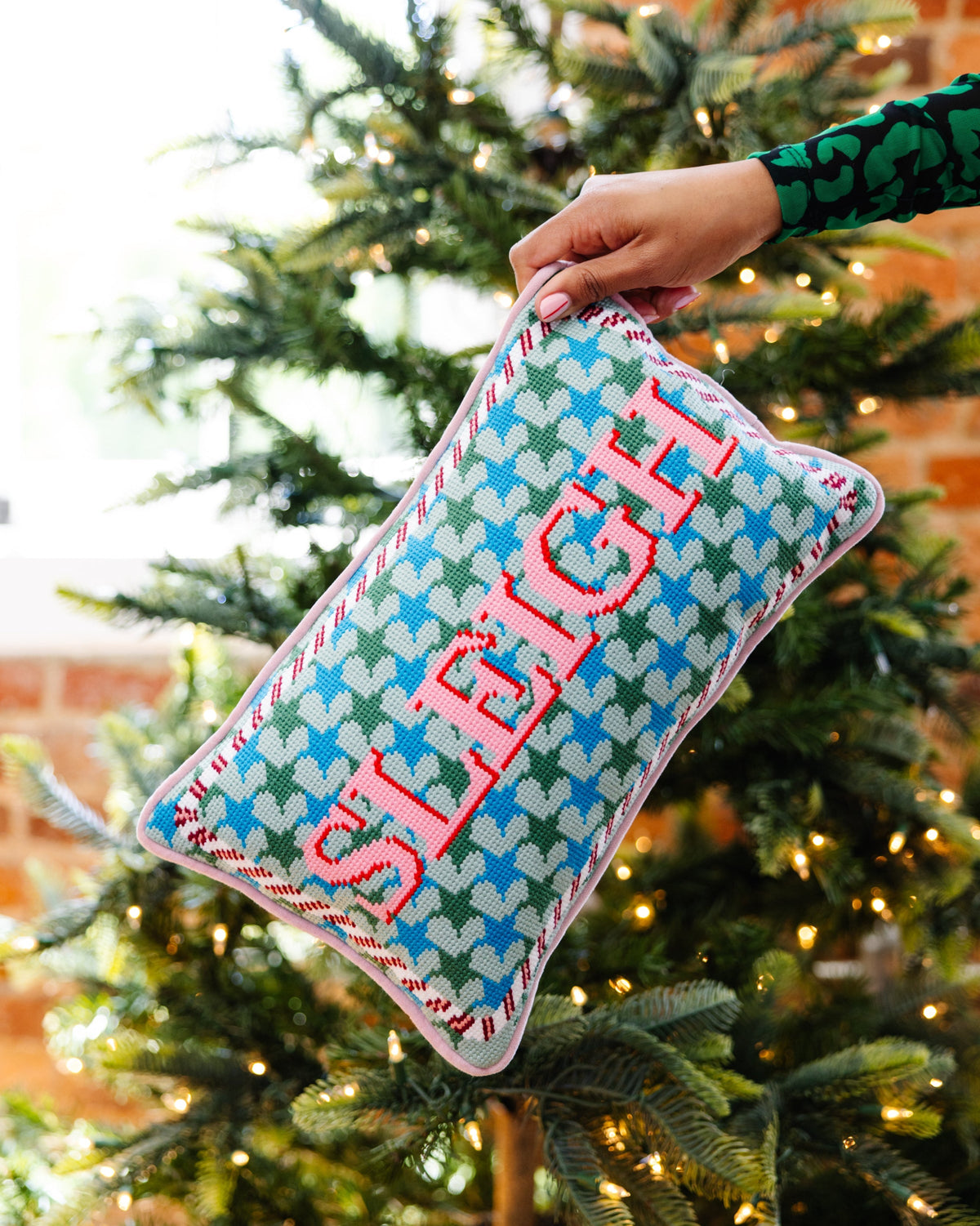 Sleigh Needlepoint Pillow