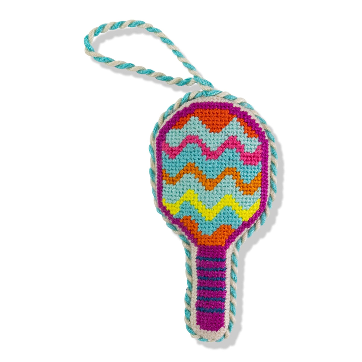 Needlepoint Icon Ornament - Pickleball Racket