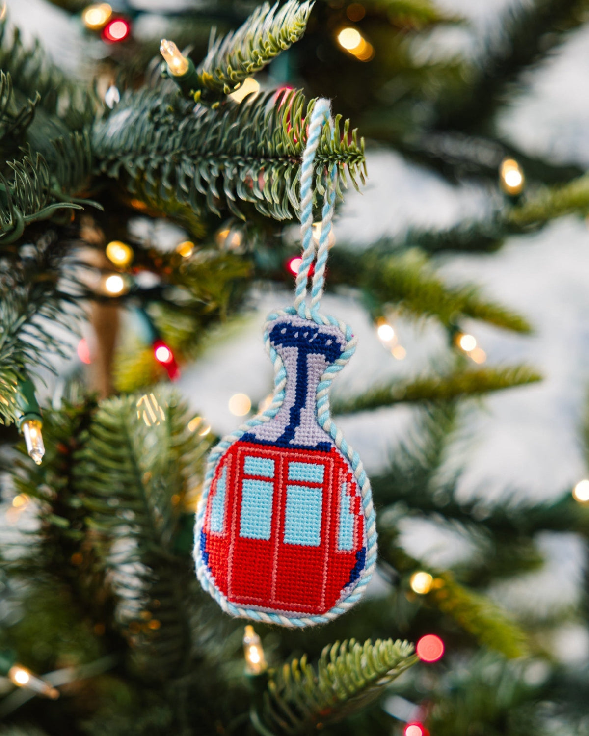 Needlepoint Icon Ornament - Ski Lift