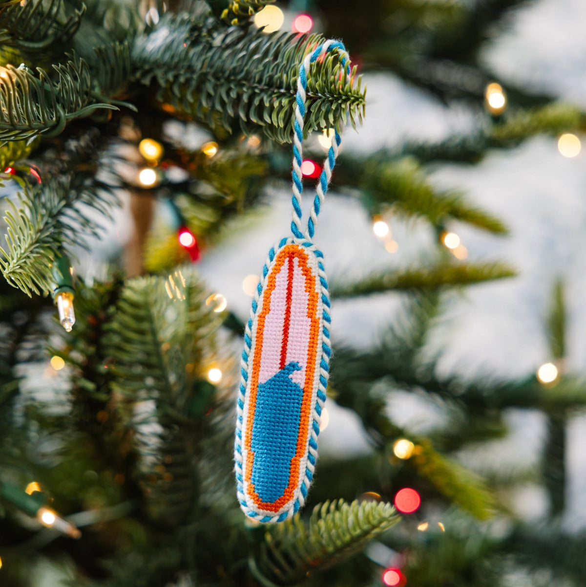 Needlepoint Icon Ornament - Surfboard