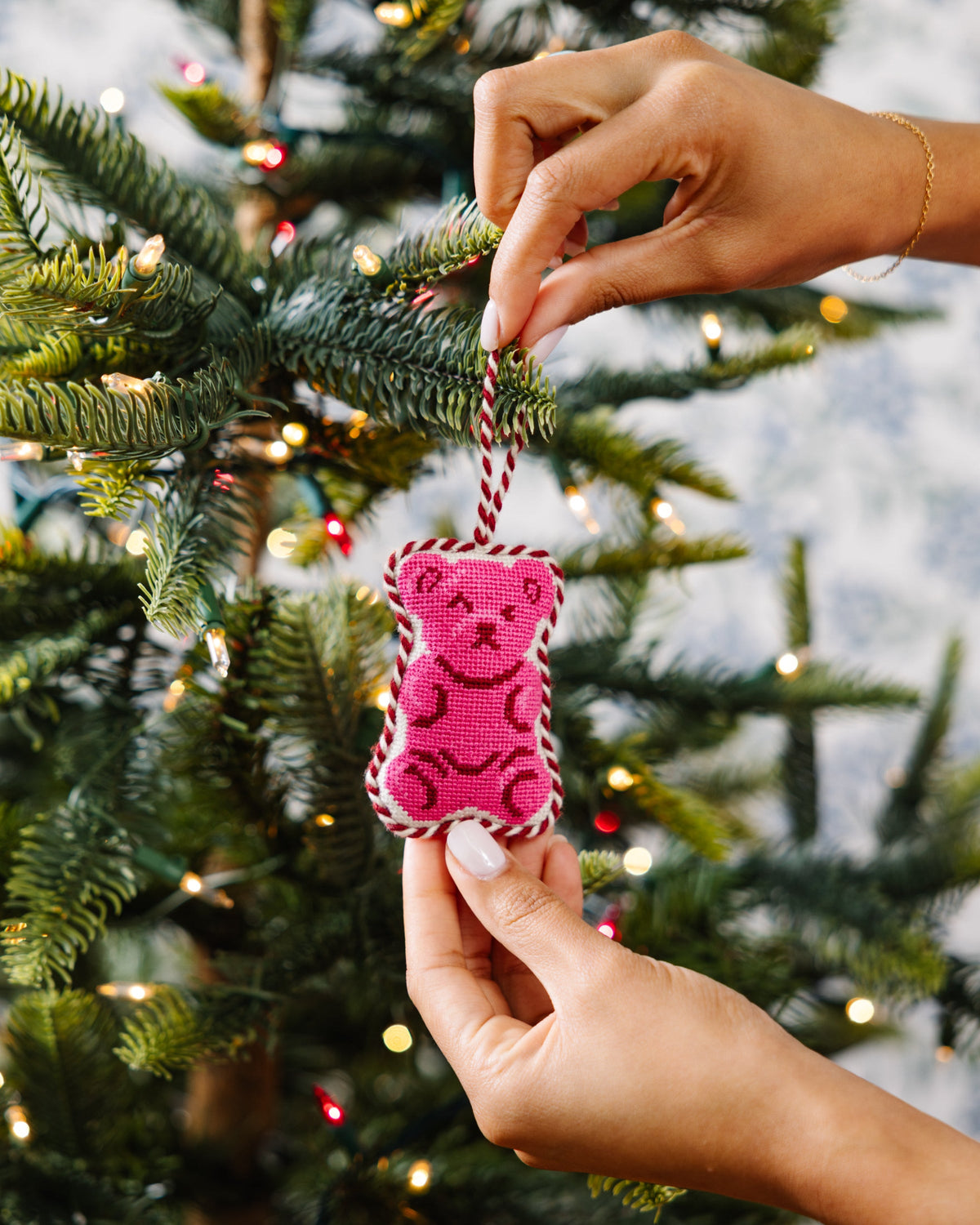 Needlepoint Icon Ornament - Gummy Bear
