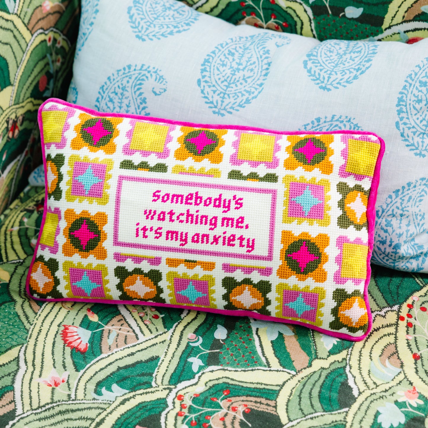 Watching Me Needlepoint Pillow - Osadia Concept Store