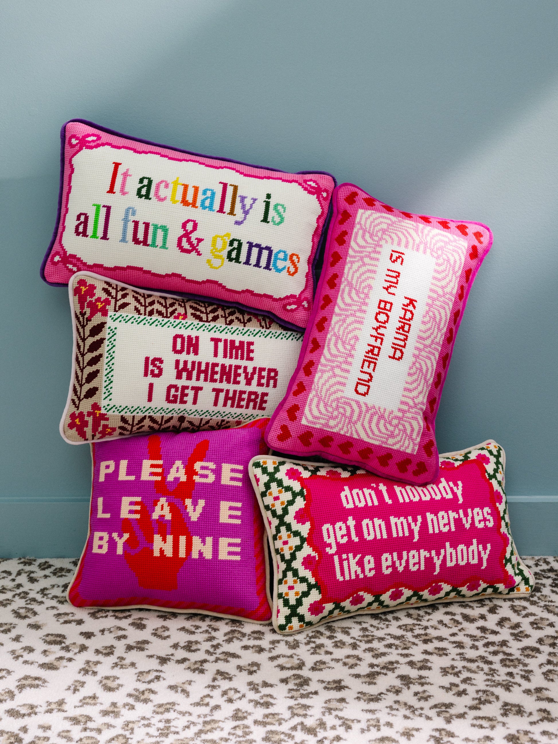 Fun And Games Needlepoint Pillow - Osadia Concept Store