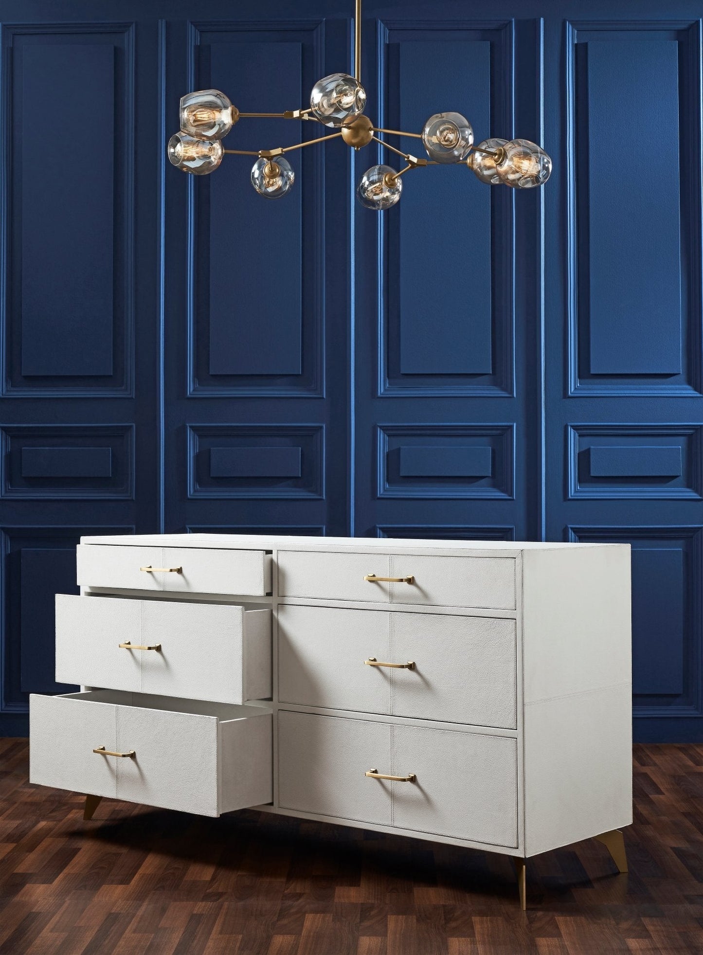 Berkeley Six Drawer Leather Dresser