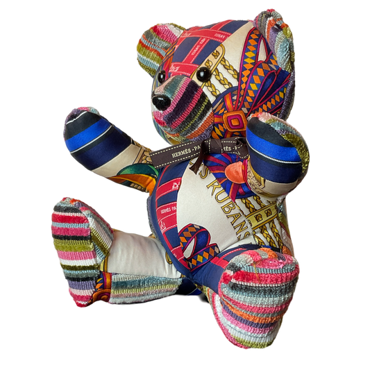 Vintage Silk Scarf Patchwork Teddy Bear