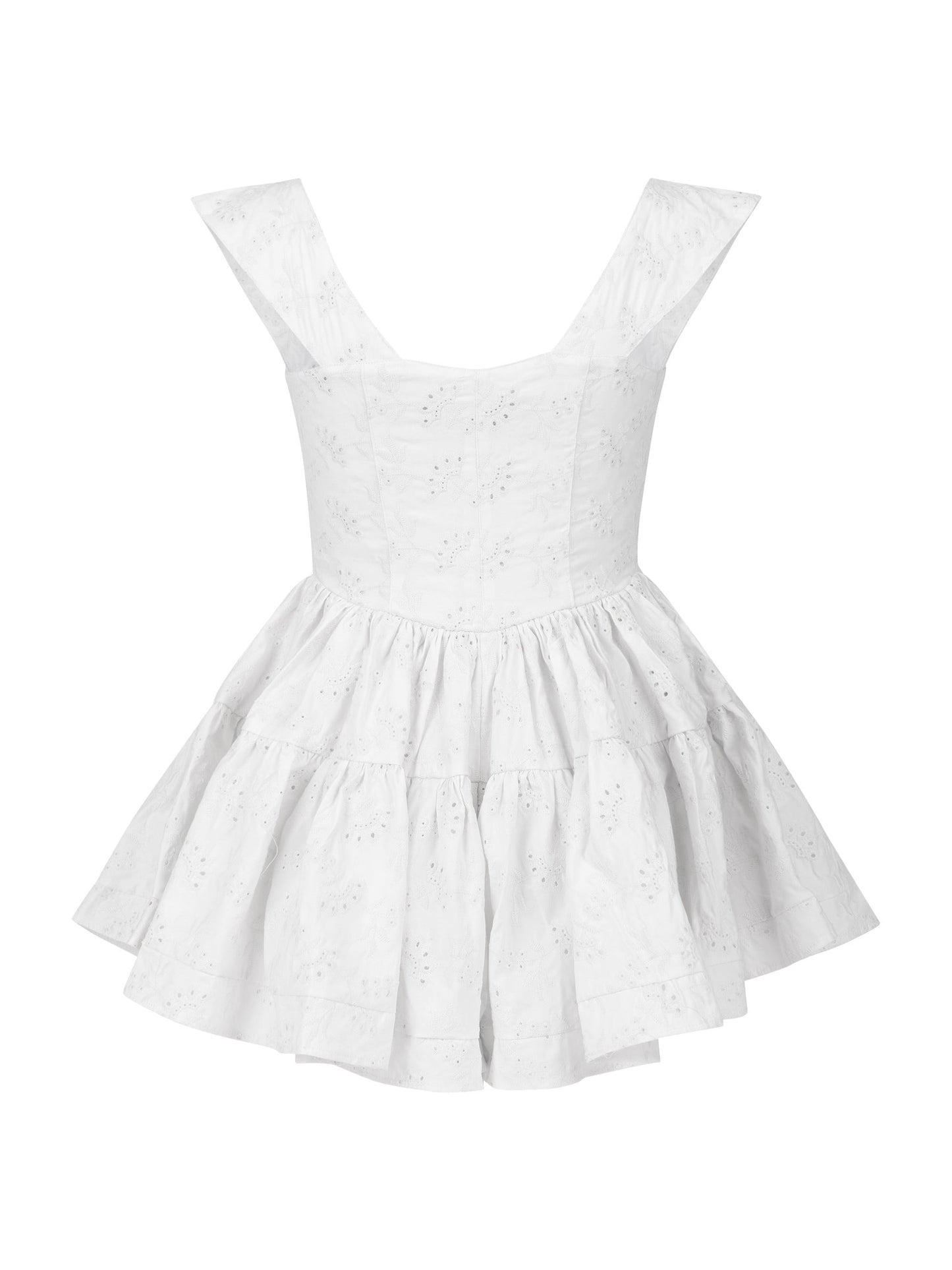 THE ELISABETH ROMPER DRESS - WHITE EYELET - Osadia Concept Store