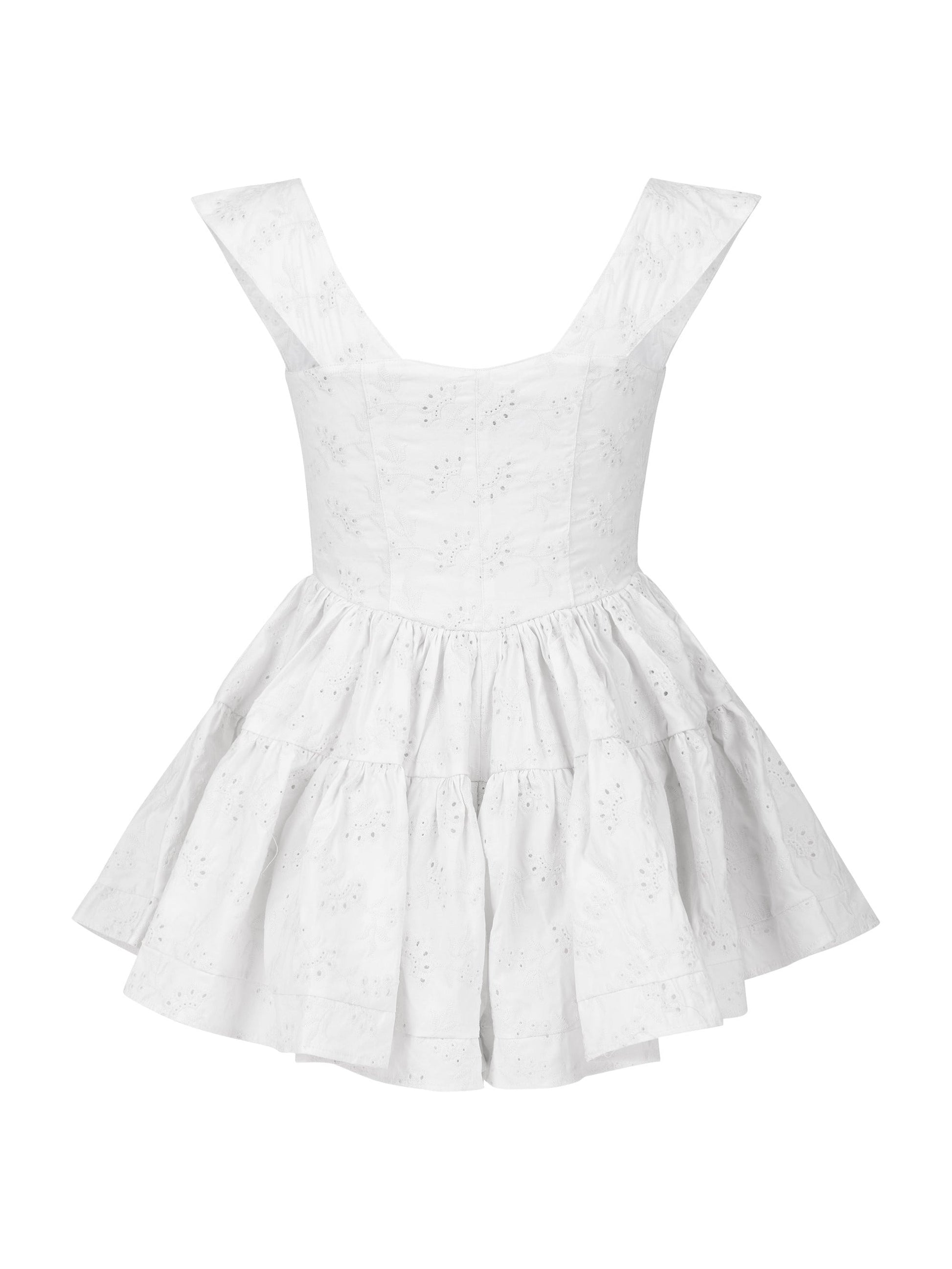 THE ELISABETH ROMPER DRESS - WHITE EYELET - Osadia Concept Store