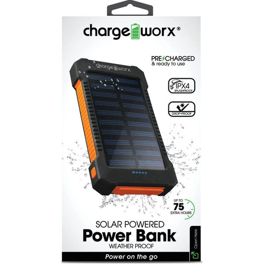 Chargeworx Power Bank 10K Solar, Black