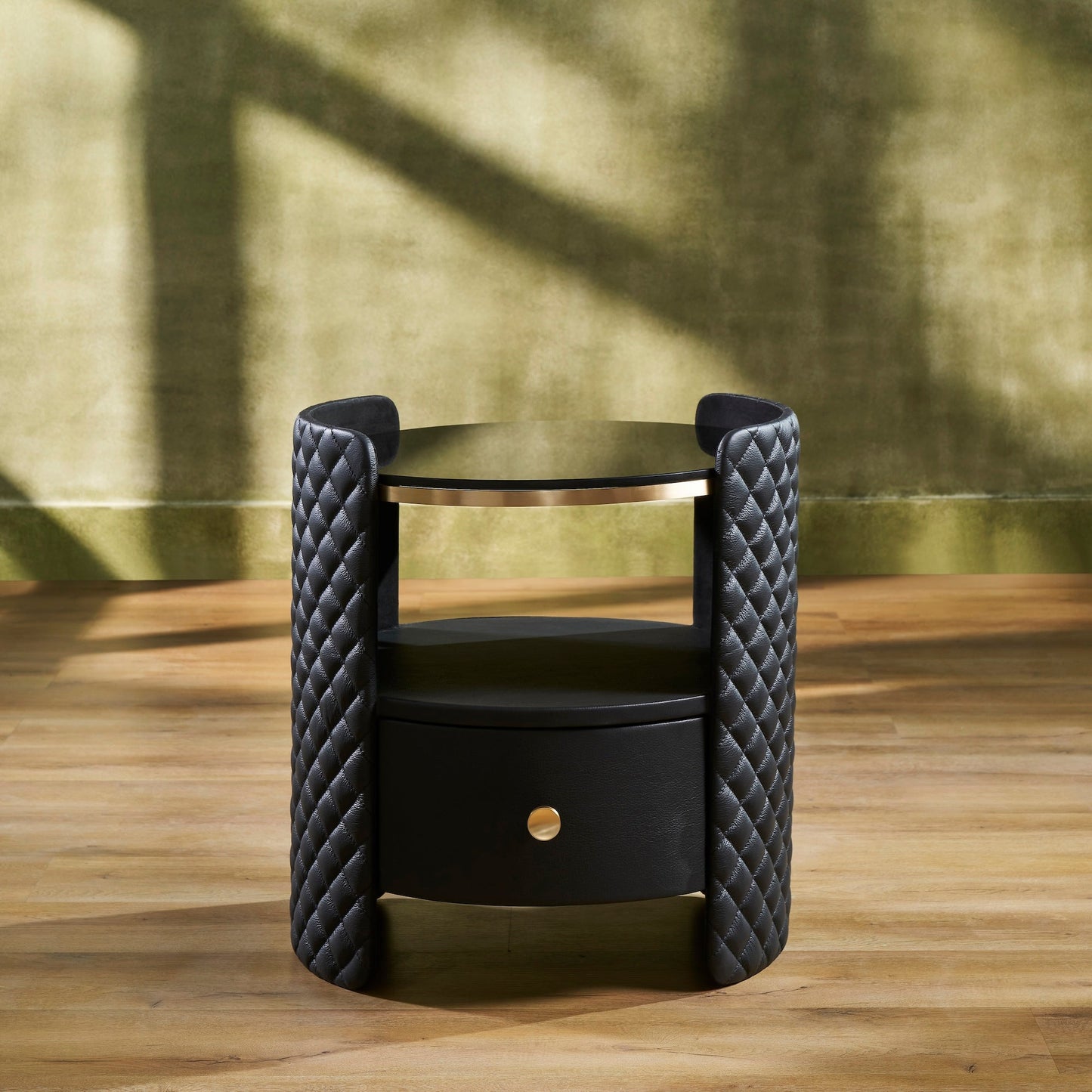 Harvard Round Leather Side Table