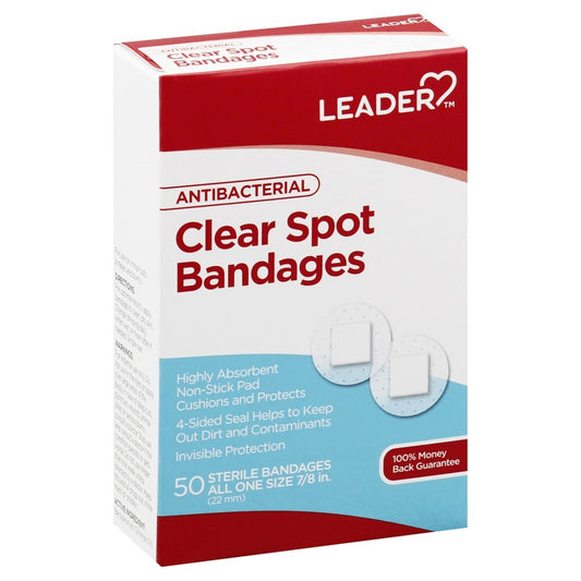 Leader Antibacterial Clear Spot 7/8 Inches Bandages