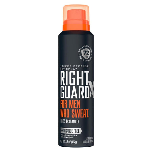Right Guard Xtreme Defense Dry Spray Fragrance-Free 3.8oz Men