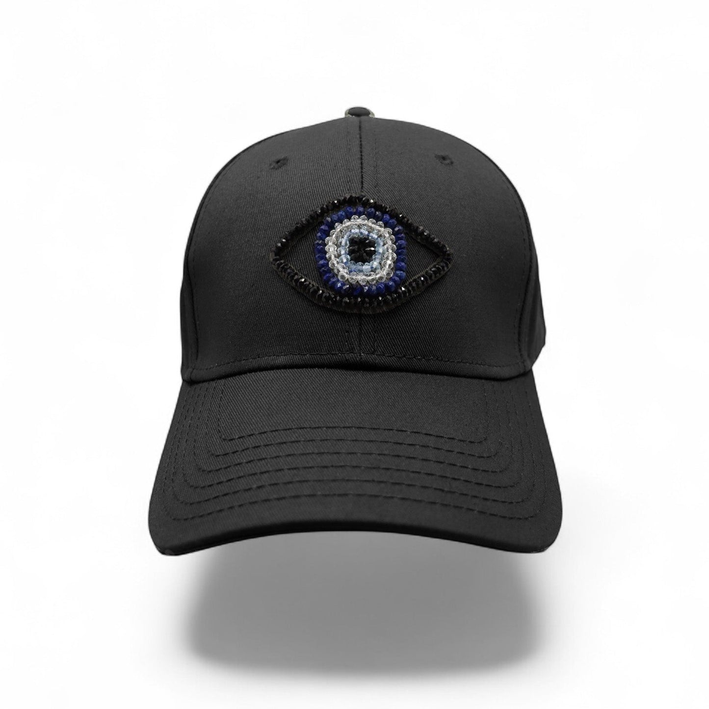 The Energy Project - Evil Eye Hat - Hand-Beaded, Natural Crystals