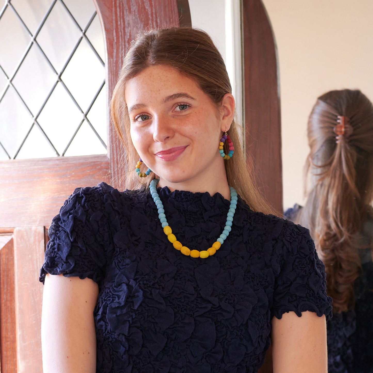 Kantha Couplet Necklace | Ocean/Mustard