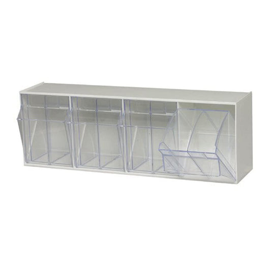 Quantum Storage Systems Tip Out Bin QTB304 – 4 Compartments White