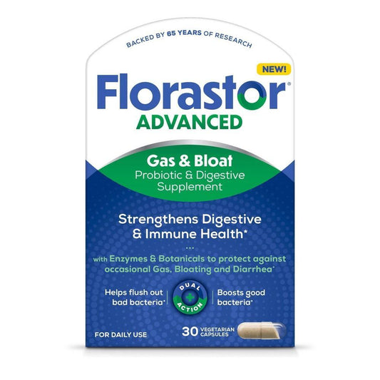 Florastor Advanced Gas & Bloat Probiotic & Digestive Supplement