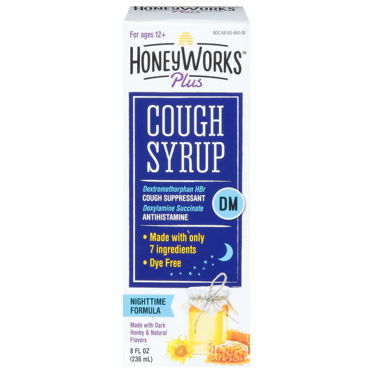 Honey Works Plus Night-Time DM Cough Syrup 8 Fl Oz