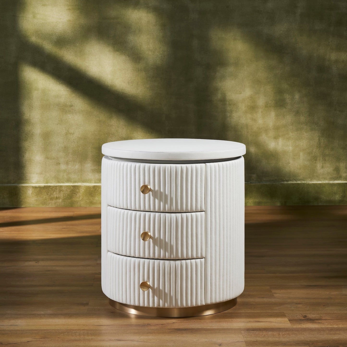 Stanford Round Leather Side Table