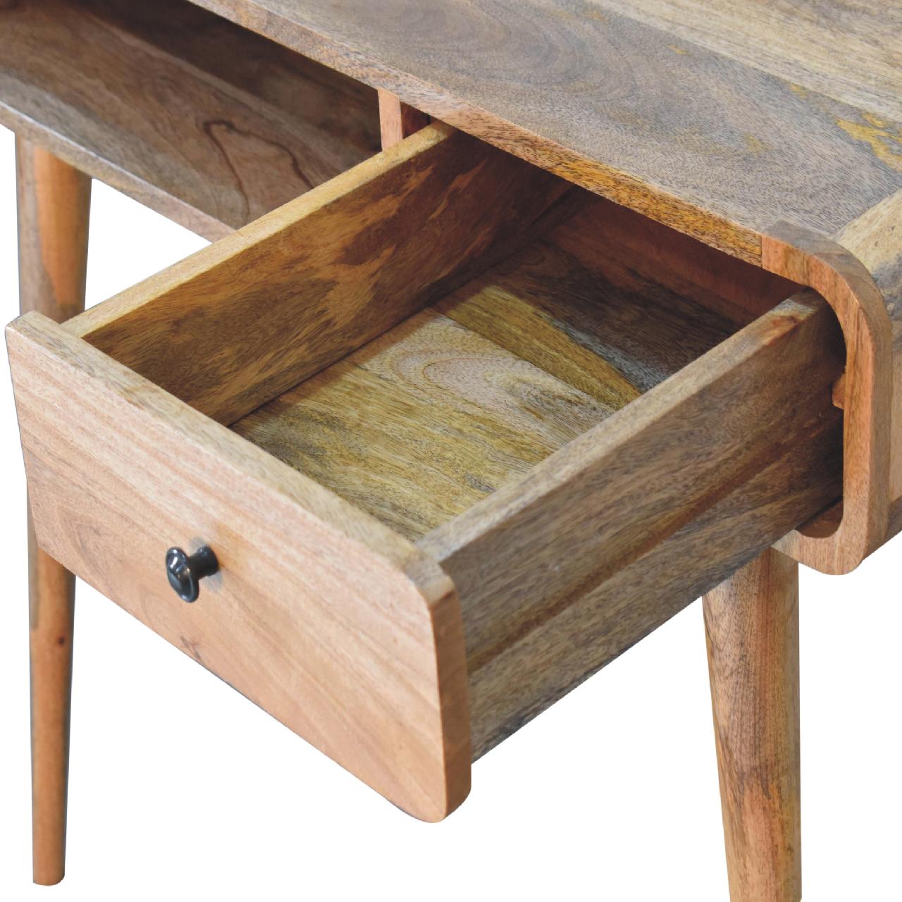 Solid Wood Curved Oak-ish Writing Desk