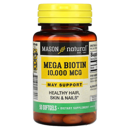 Mason Natural Liquid Mega Biotin 10000 Mcg Softgels