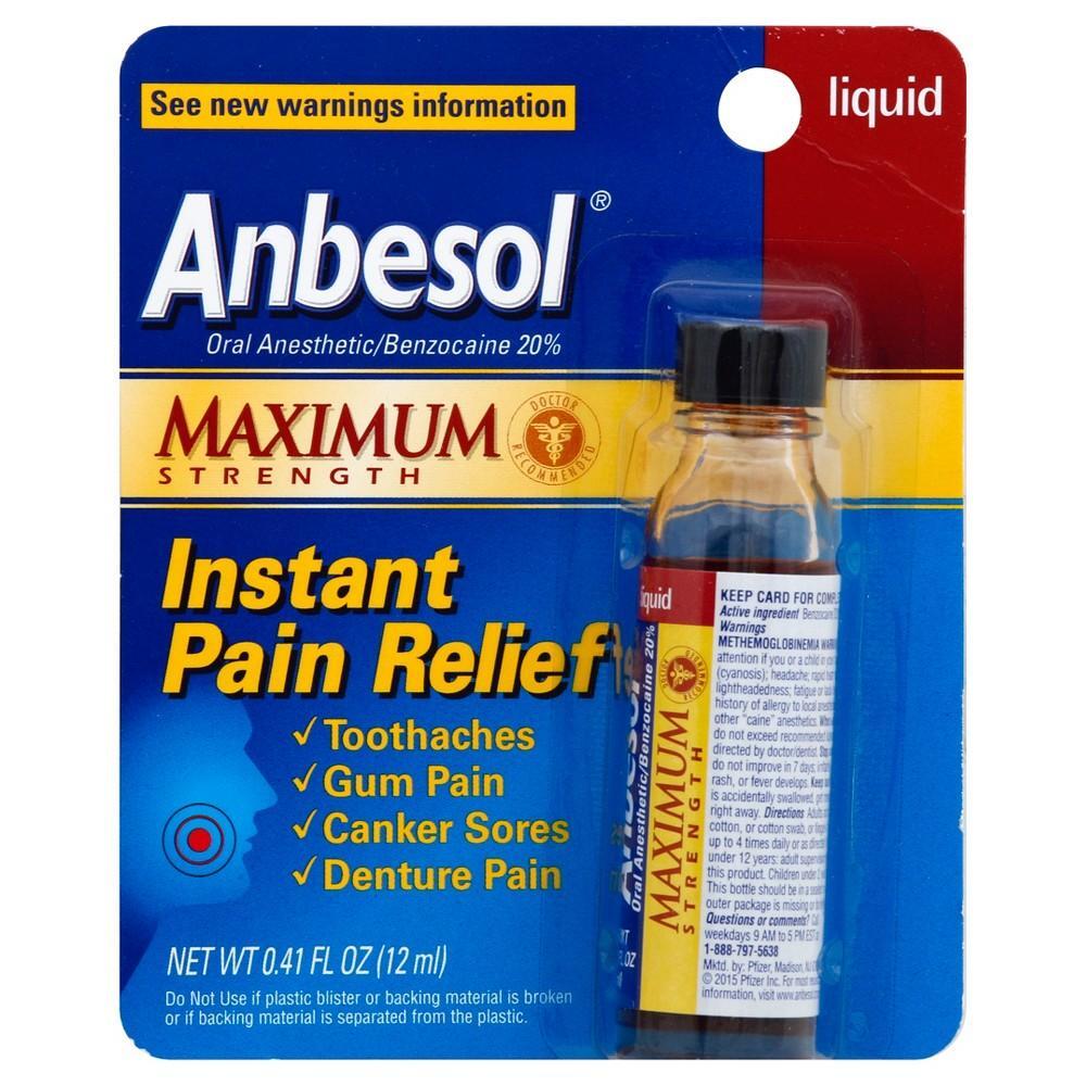 Anbesol Oral Anesthetic Maximum Strength Instant Pain Relief Liquid