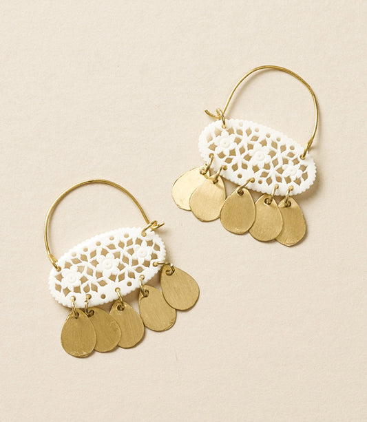 Charu Filigree Bone and Brass Dangle Earrings - Osadia Concept Store