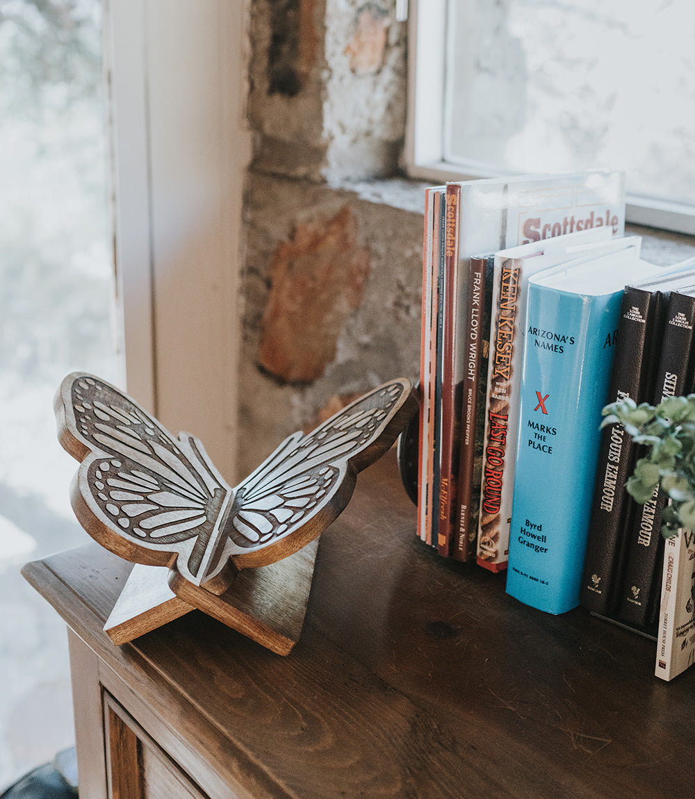 Butterfly Open Book Stand Holder - Handcrafted Wood - Osadia Concept Store