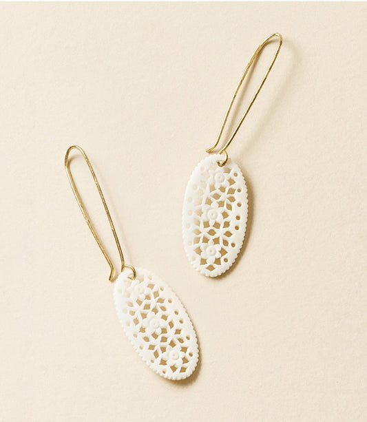 Charu Filigree Bone and Brass Drop Earrings - Osadia Concept Store