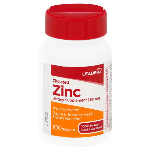 Leader Health Care Chelated 50 Mg Tablets Zinc