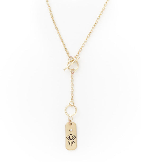 Ruchi Lotus Charm Dainty Drop Lariat Necklace - Osadia Concept Store