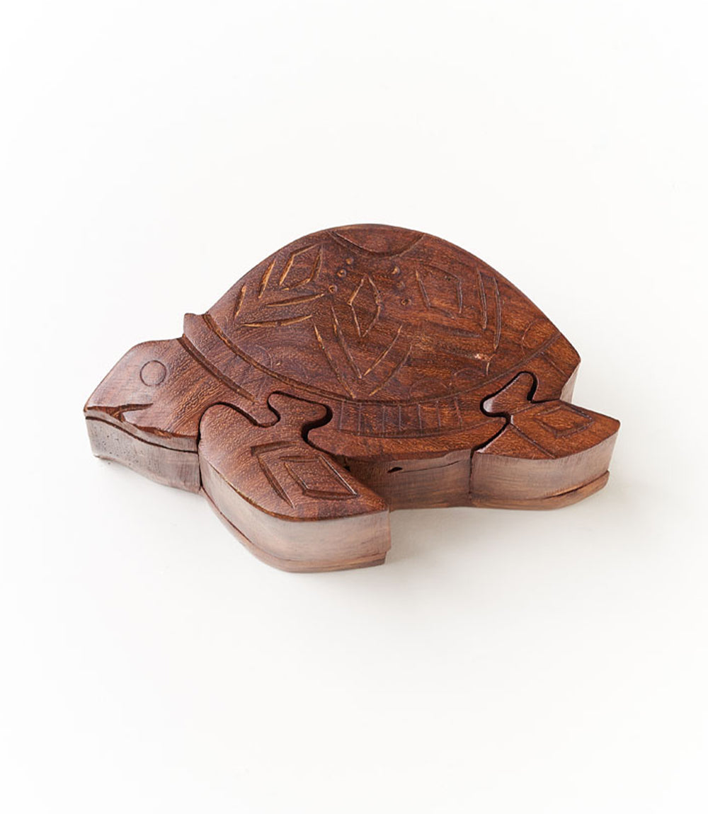 Sea Turtle Puzzle Box - Sustainably Sourced Hand Carved Wood - Osadia Concept Store