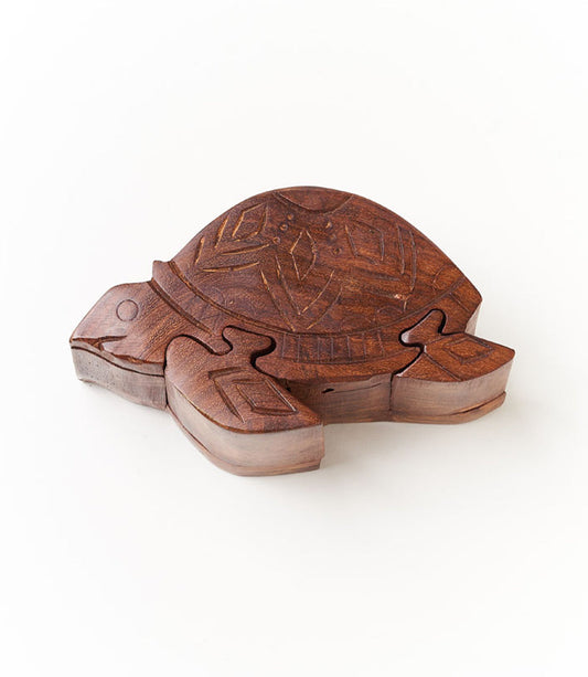 Sea Turtle Puzzle Box - Sustainably Sourced Hand Carved Wood - Osadia Concept Store