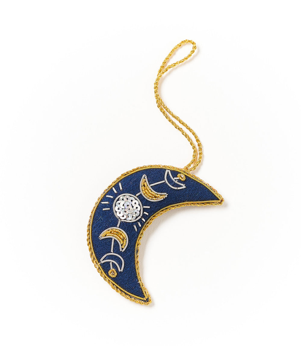 Larissa Plush Crescent Moon Felt Ornament - Embroidered - Osadia Concept Store
