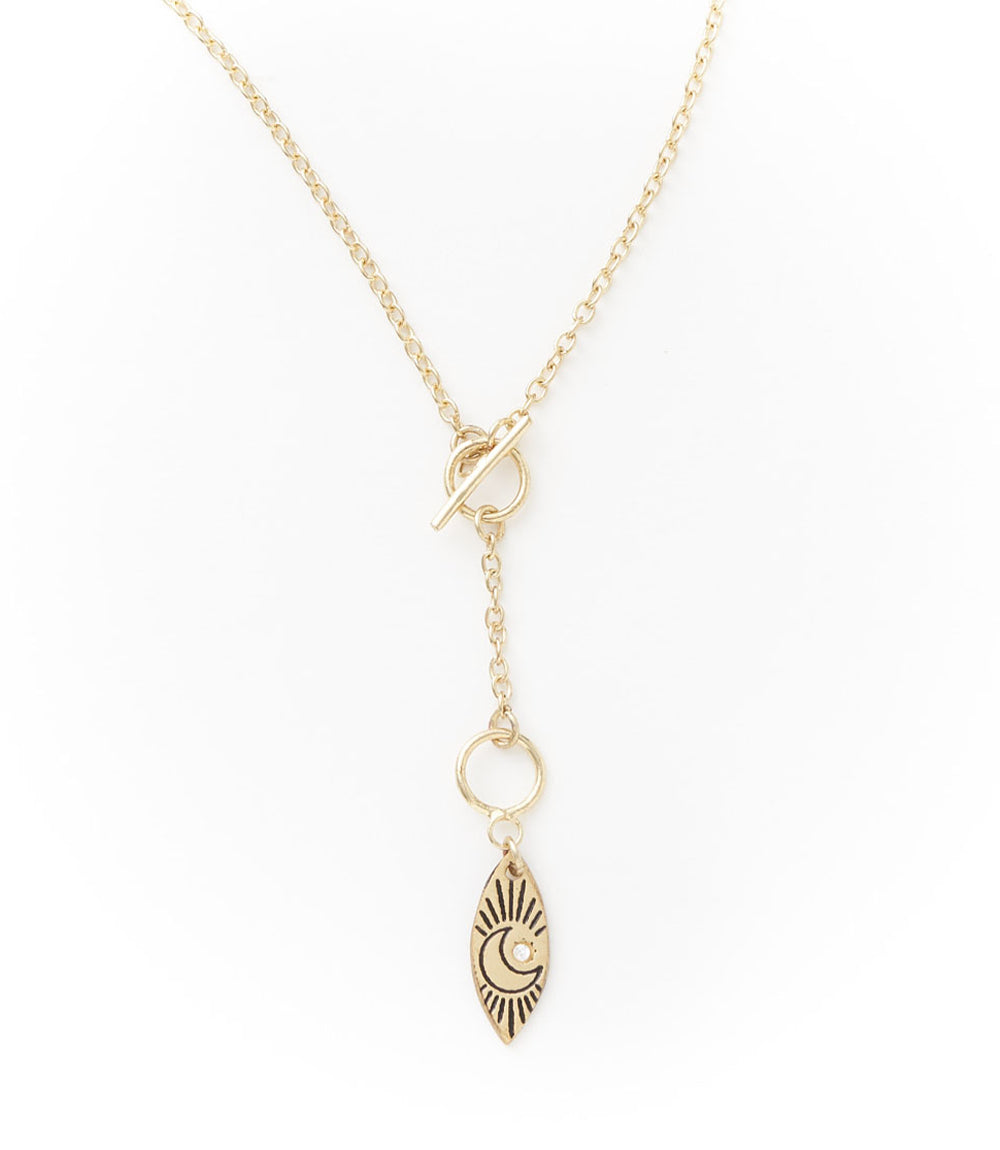Ruchi Crescent Moon Charm Dainty Drop Lariat Necklace - Osadia Concept Store