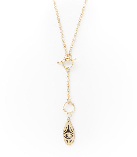 Ruchi Evil Eye Charm Dainty Drop Lariat Necklace - Osadia Concept Store