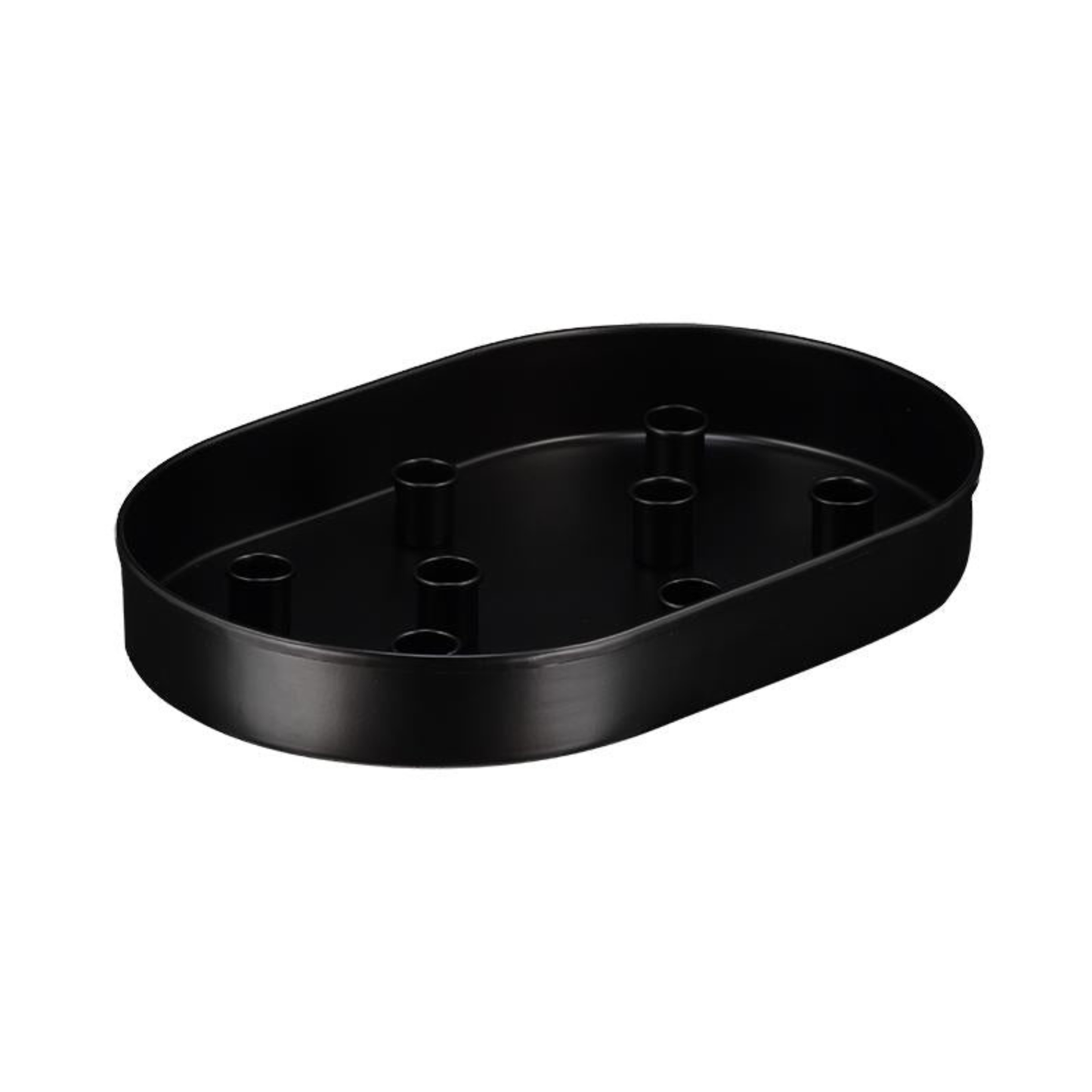 Oval Metal Candle Platter - Jet Black